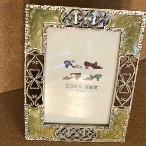 Olivia & Gracie Retro  Enamel and Silver Metalwork with Rhinestone Picture Frame